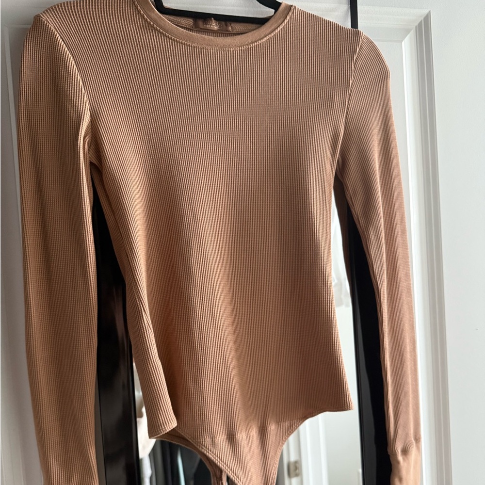 Nuuds Cinnamon Waffle Long Sleeve Bodysuit